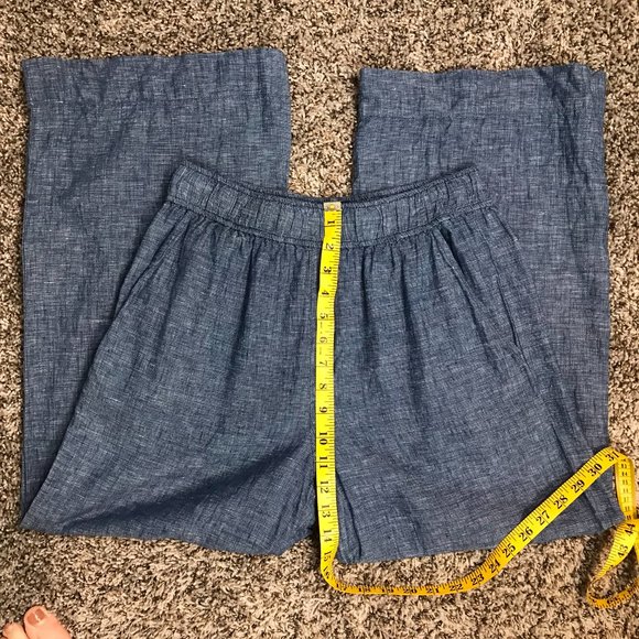 Sigrid Olsen Blue Wide Leg Lagenlook 100% Linen Cropped pants - Picture 7 of 8
